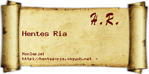 Hentes Ria névjegykártya